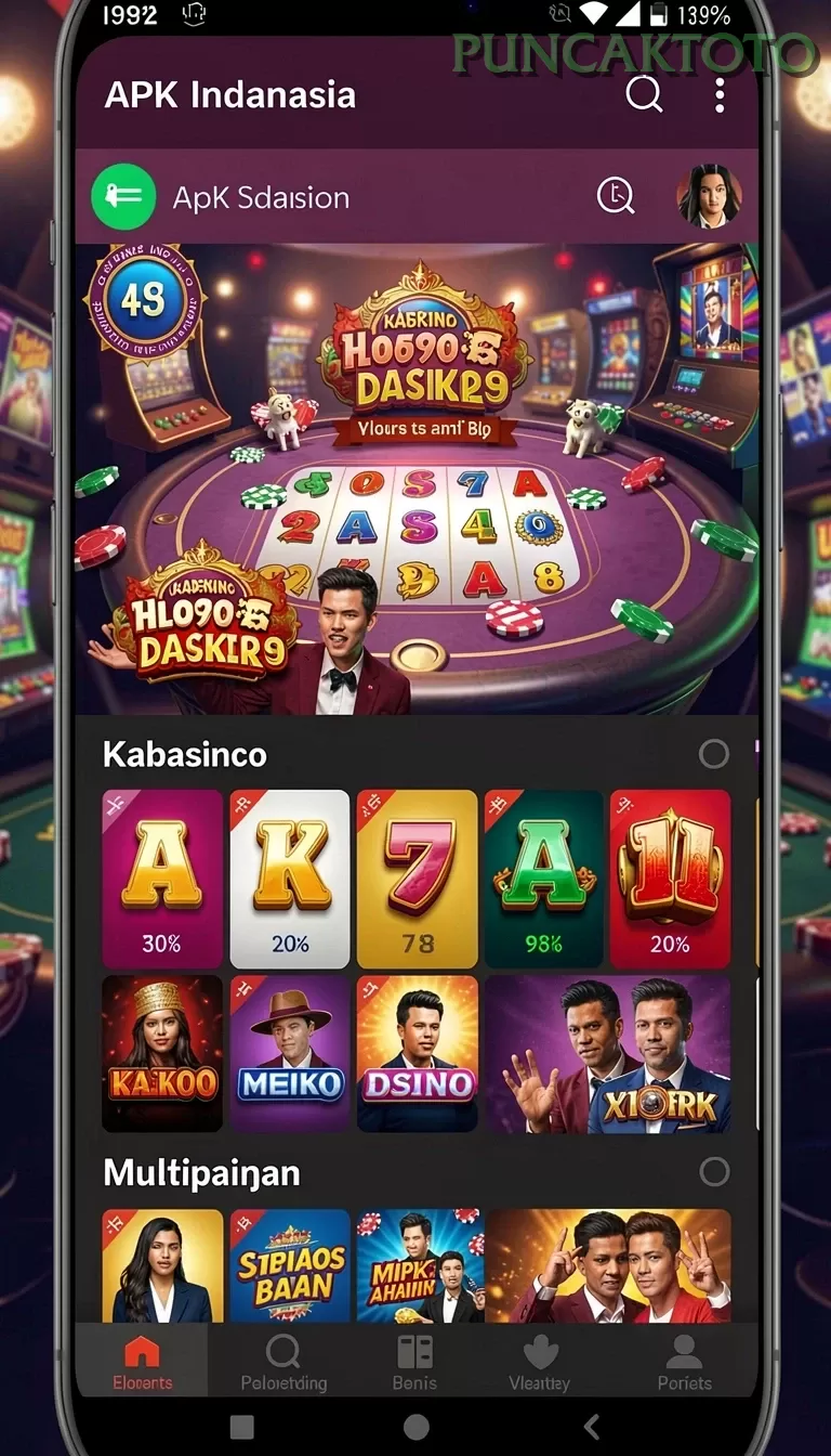 Cuplikan layar APEK88 — menu navigasi