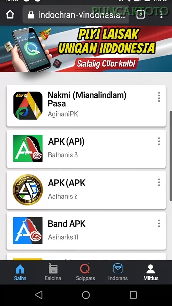 Cuplikan layar RAWONTOTO — menu navigasi